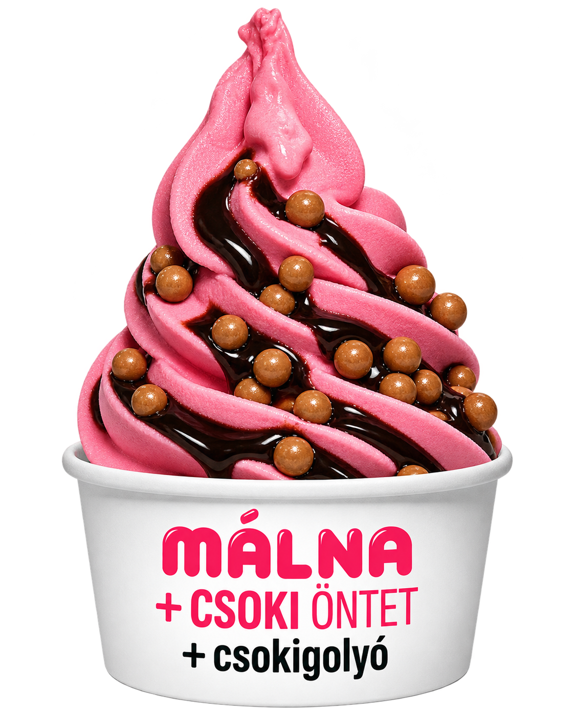 Málna és csoki öntet csokigolyóval
