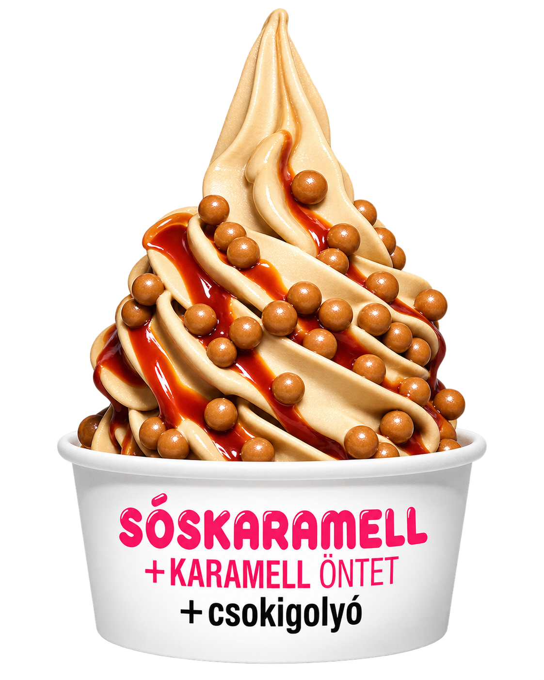 Sóskaramell és karamell öntet csokigolyóval