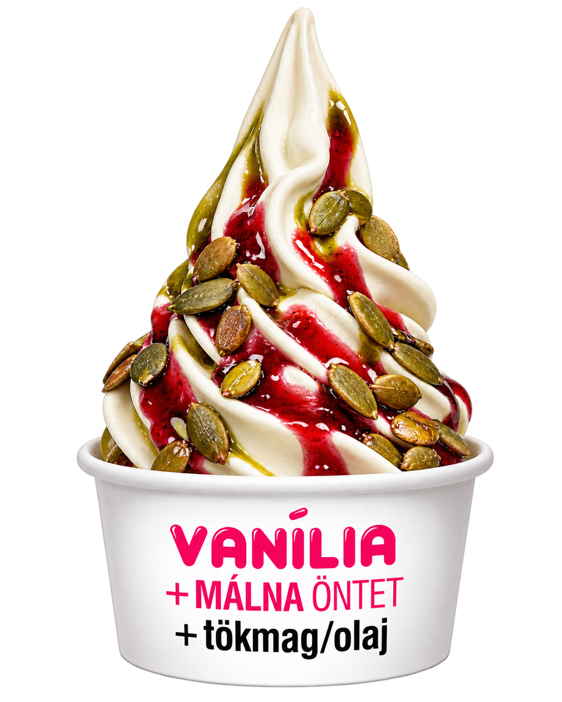 Vanília és málna öntet tökmaggal